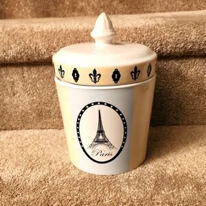 InDecor Paris Themed Ceramic Jar with Lid 9" Tall